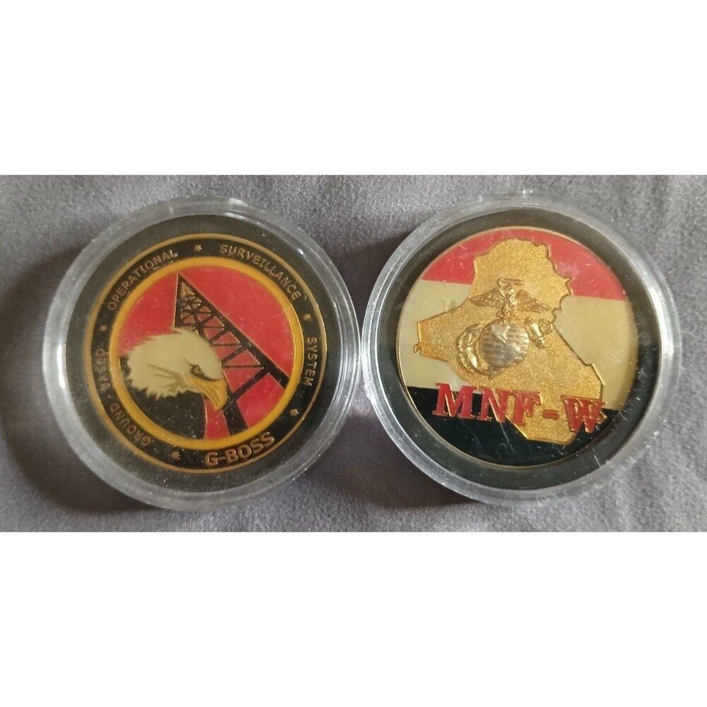 Usmc Mnf-W Iraq G-Bos Challenge Coins in Plastic Capsules